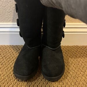 UGG Black Fur-Trimmed Boots